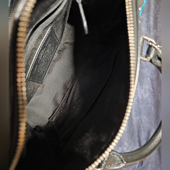 Coach Badlands Mini Bennett Satchel-Black and Teal Floral-Matching Wallet - Picture 8 of 15